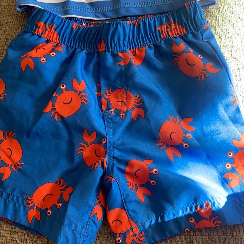 Little Me 6-9M Infant Rash Guard /Swimming Trunks - Picture 3 of 6